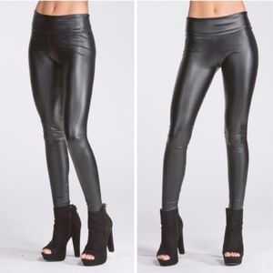 Faux Leather Matte Black Leggings